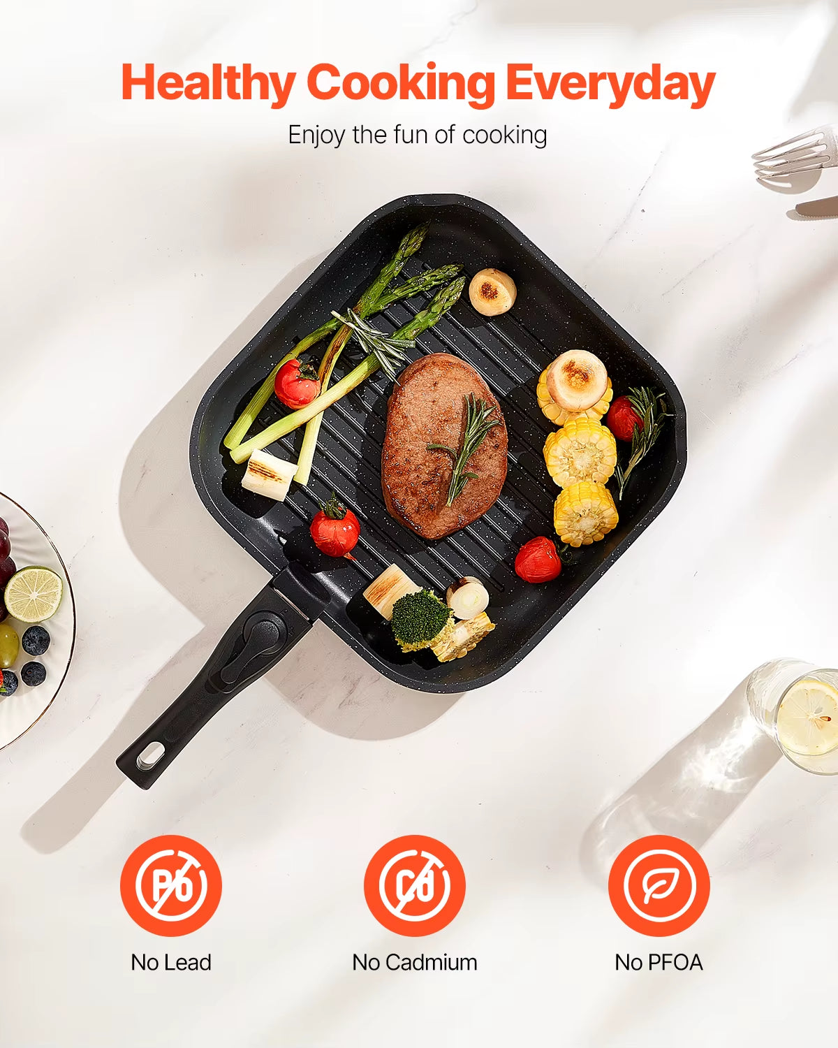 17 Pcs Nonstick Cookware Set Granite Pots and Pans Set Induction Cookwares Kitchen Cooking Set W/Frying Sauce Saute Pan