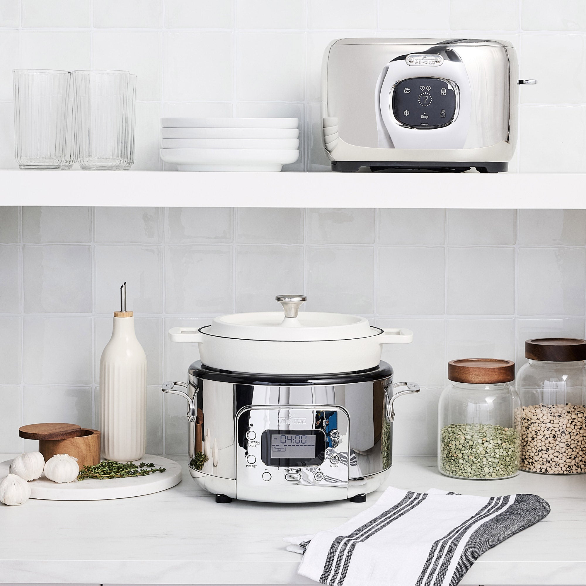 All-Clad 6-In-1 Digital Slow Cooker with Cast Iron Pot, 5 Quart