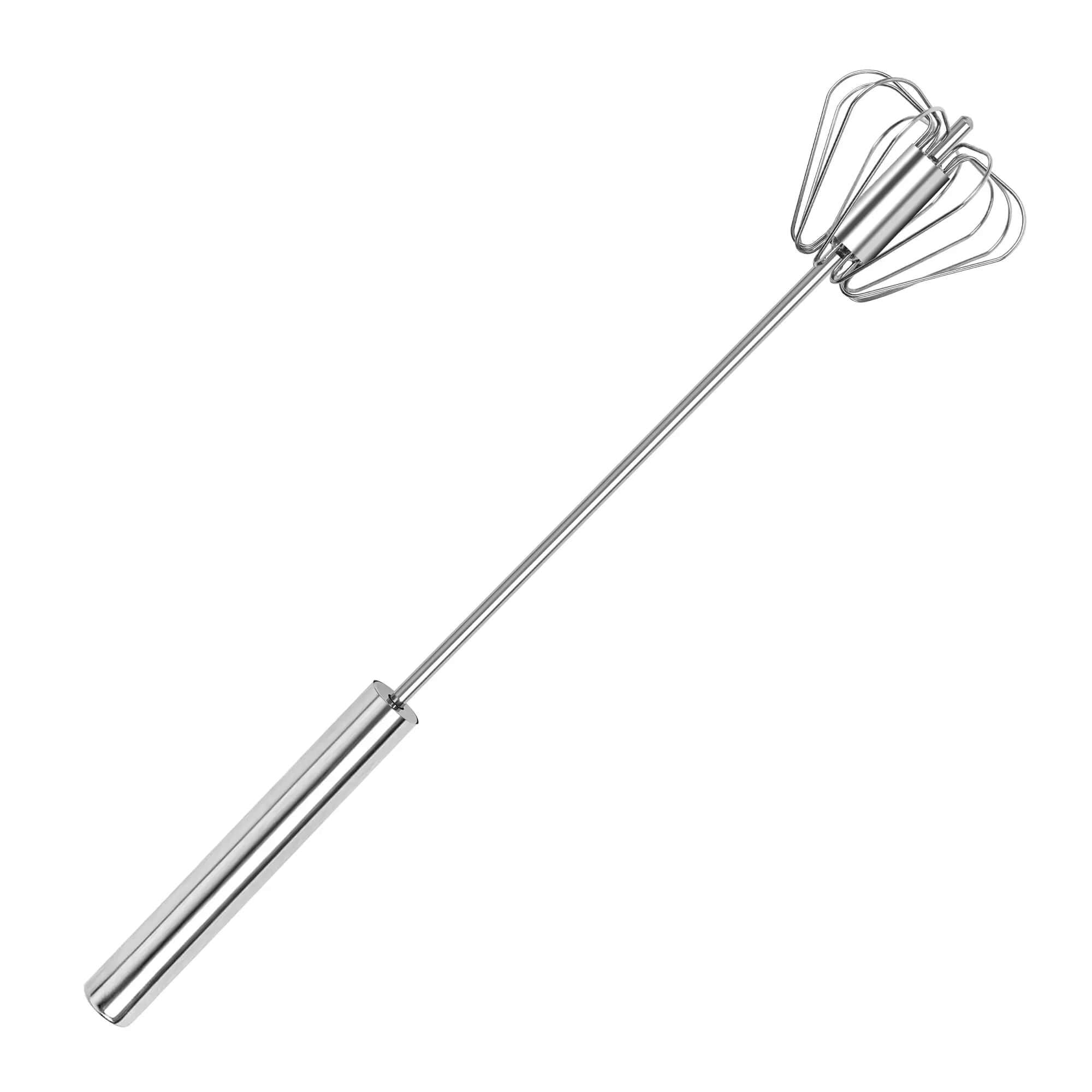 Stainless Steel Hand-Push Rotary Whisk Food-Grade Rust-Resistant Sturdy Riveted Construction Semi-Automatic Design Versatile for Cooking Blending Whisking Beating and Stirring Tasks Easy to Clean