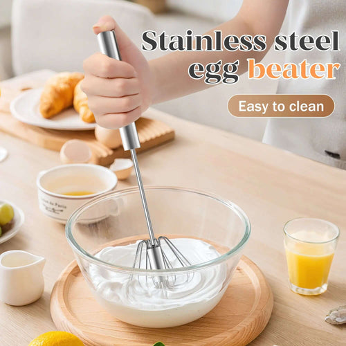 Stainless Steel Hand-Push Rotary Whisk Food-Grade Rust-Resistant Sturdy Riveted Construction Semi-Automatic Design Versatile for Cooking Blending Whisking Beating and Stirring Tasks Easy to Clean